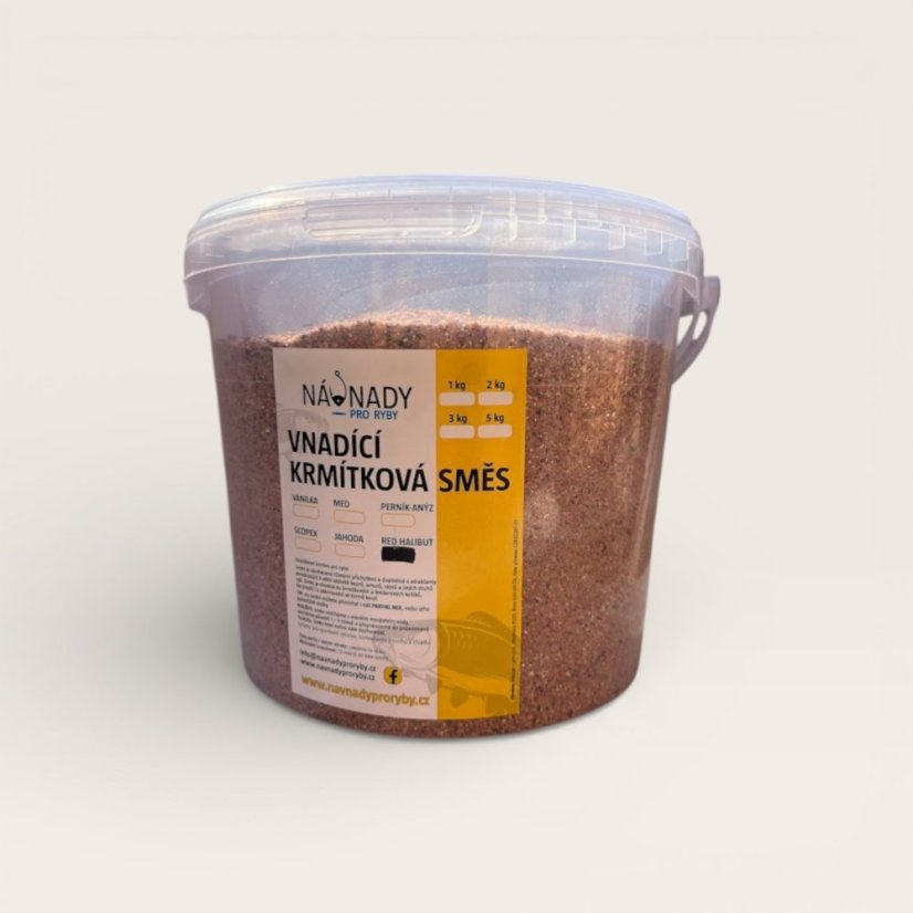 Vnadící krmítková směs - RED HALIBUT - Hmotnost: kyblík 5,2 l