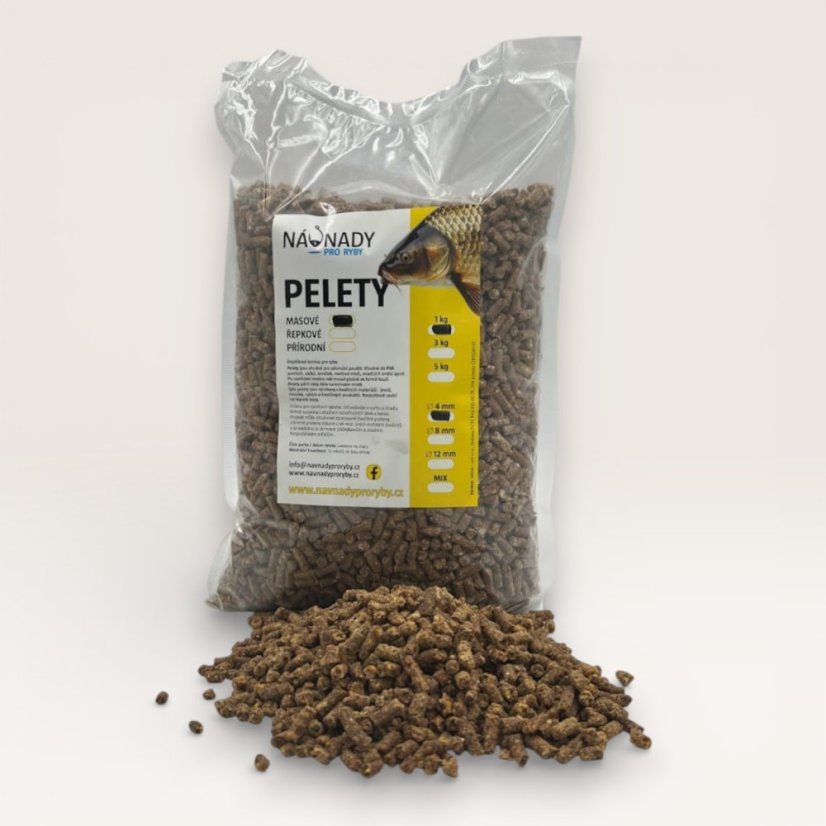 Pelety - 4 mm - Hmotnost: 3,0 kg, Velikost: 4 mm, Příchuť: Řepka
