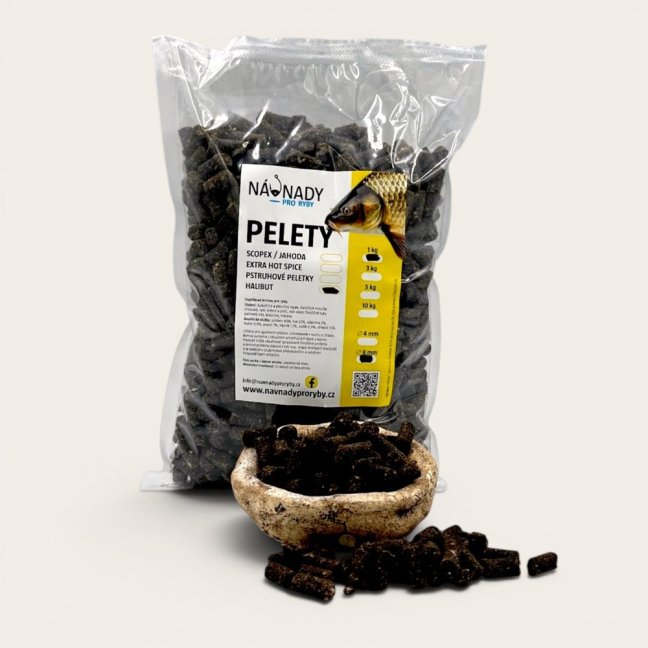 Pelety - 8 mm - Hmotnost: 1,0 kg, Velikost: 8 mm, Příchuť: Extra pikantní