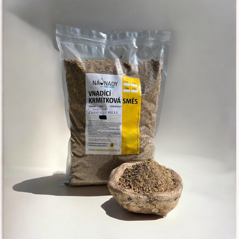 Vnadící krmítková směs - ČESNEK / CHILLI - Hmotnost: kyblík 5,2 l