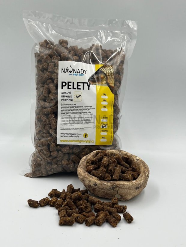 Pelety - Hmotnost: 3,0 kg, Velikost: 8 mm, Příchuť: Řepka